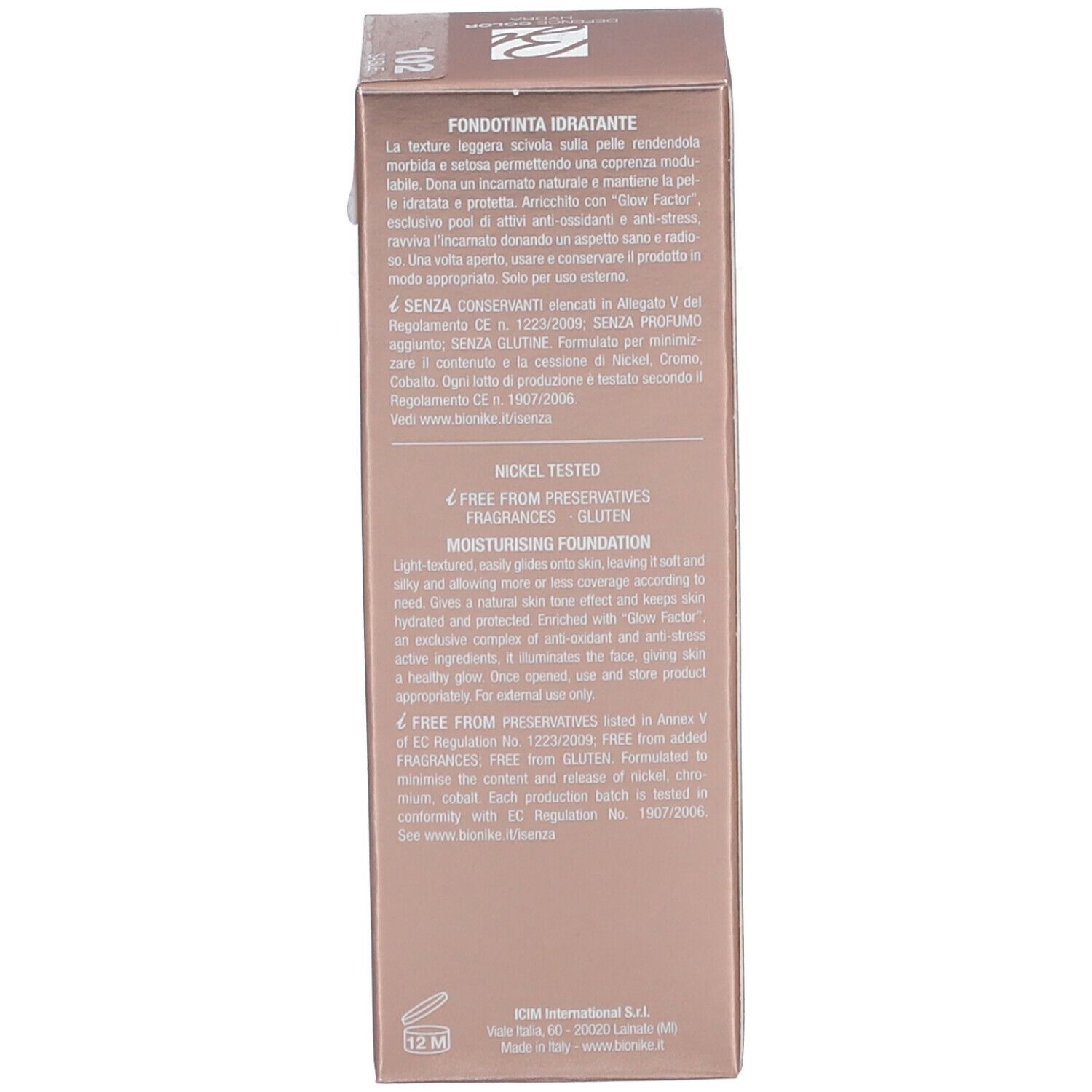 BioNike DEFENCE COLOR HYDRA Fond de Teint Hydratant 102 Sable