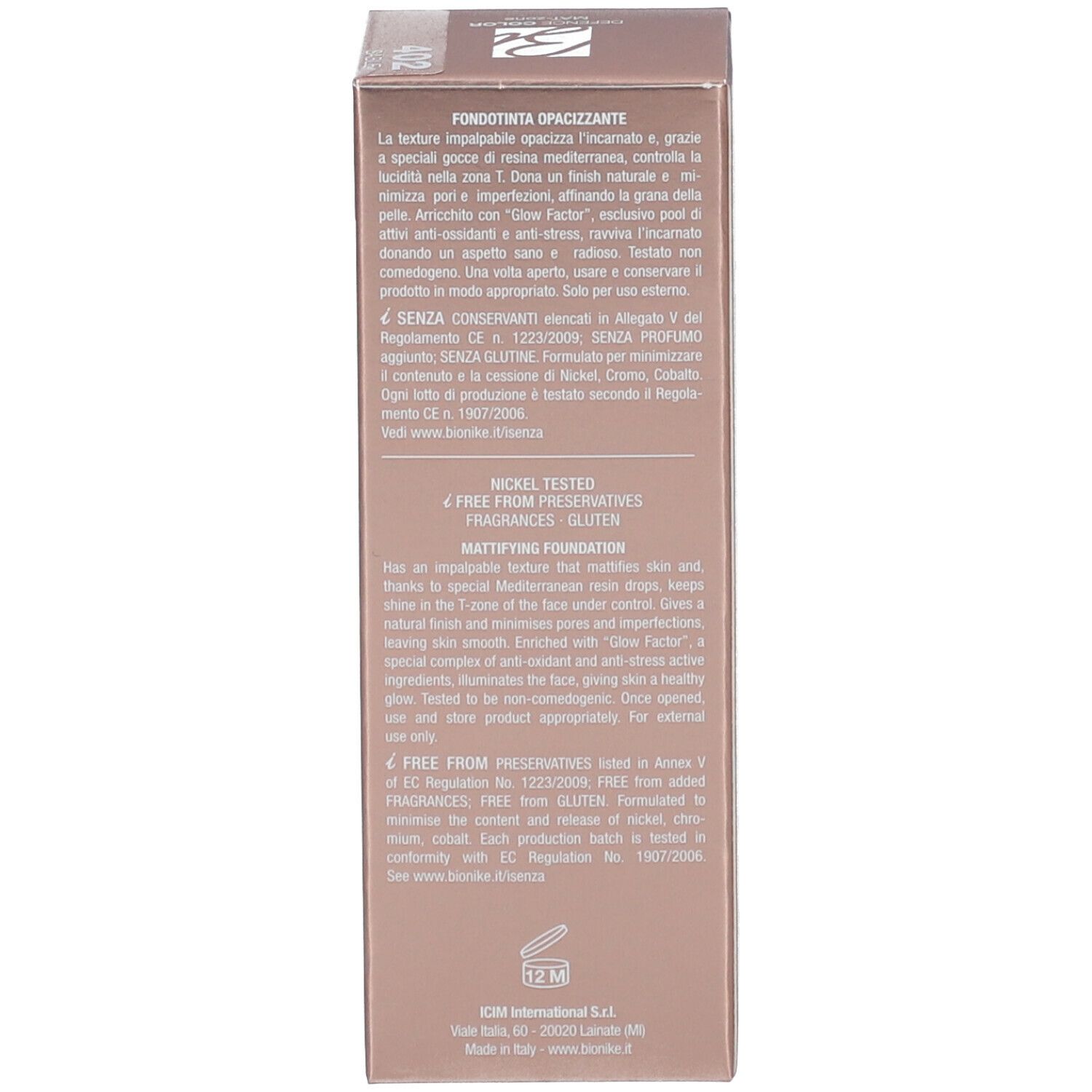 BioNike DEFENCE COLOR Mat-Zone Fond de teint matifiant 402 Sable