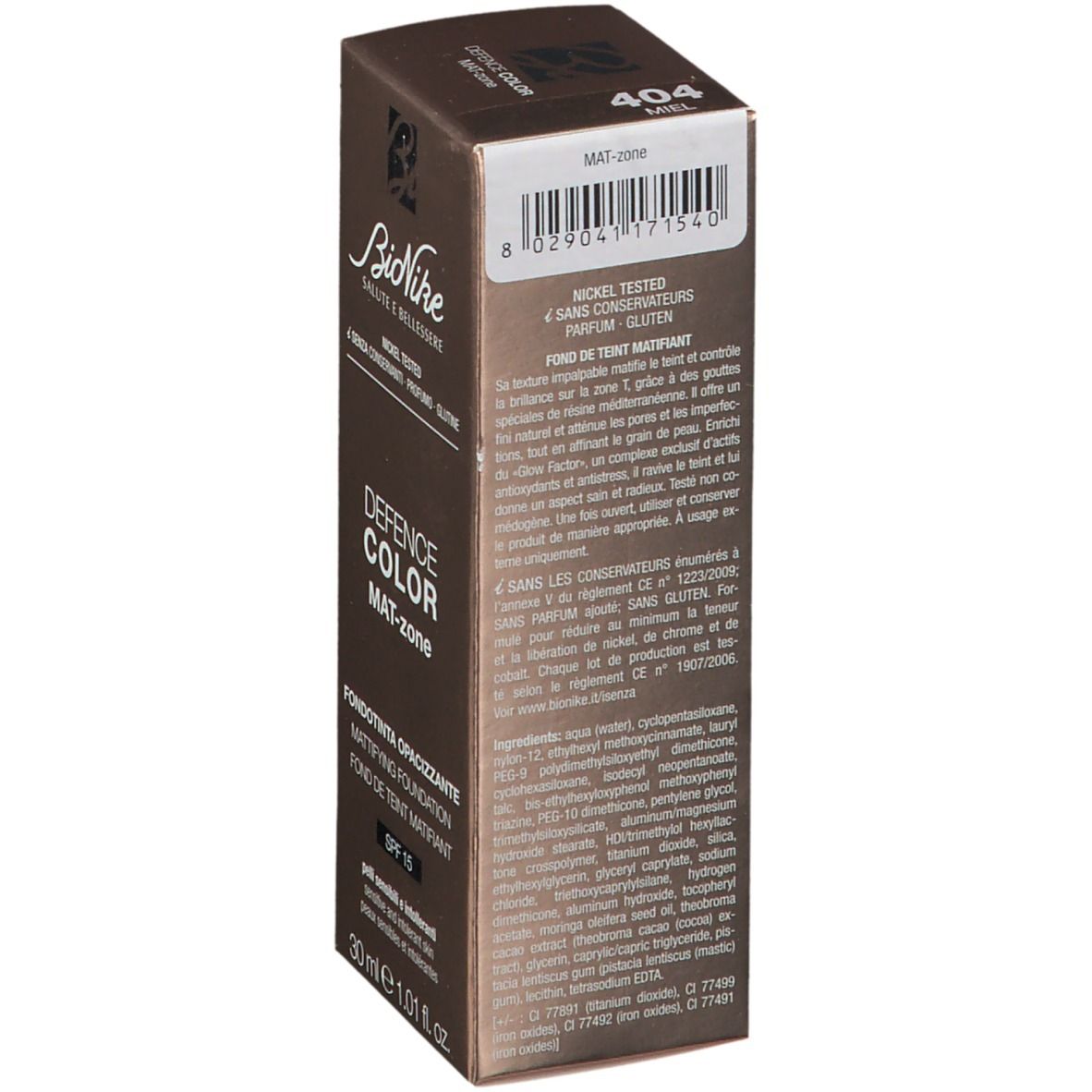 BioNike DEFENCE COLOR Mat-Zone Fond de teint matifiant 404 Miel