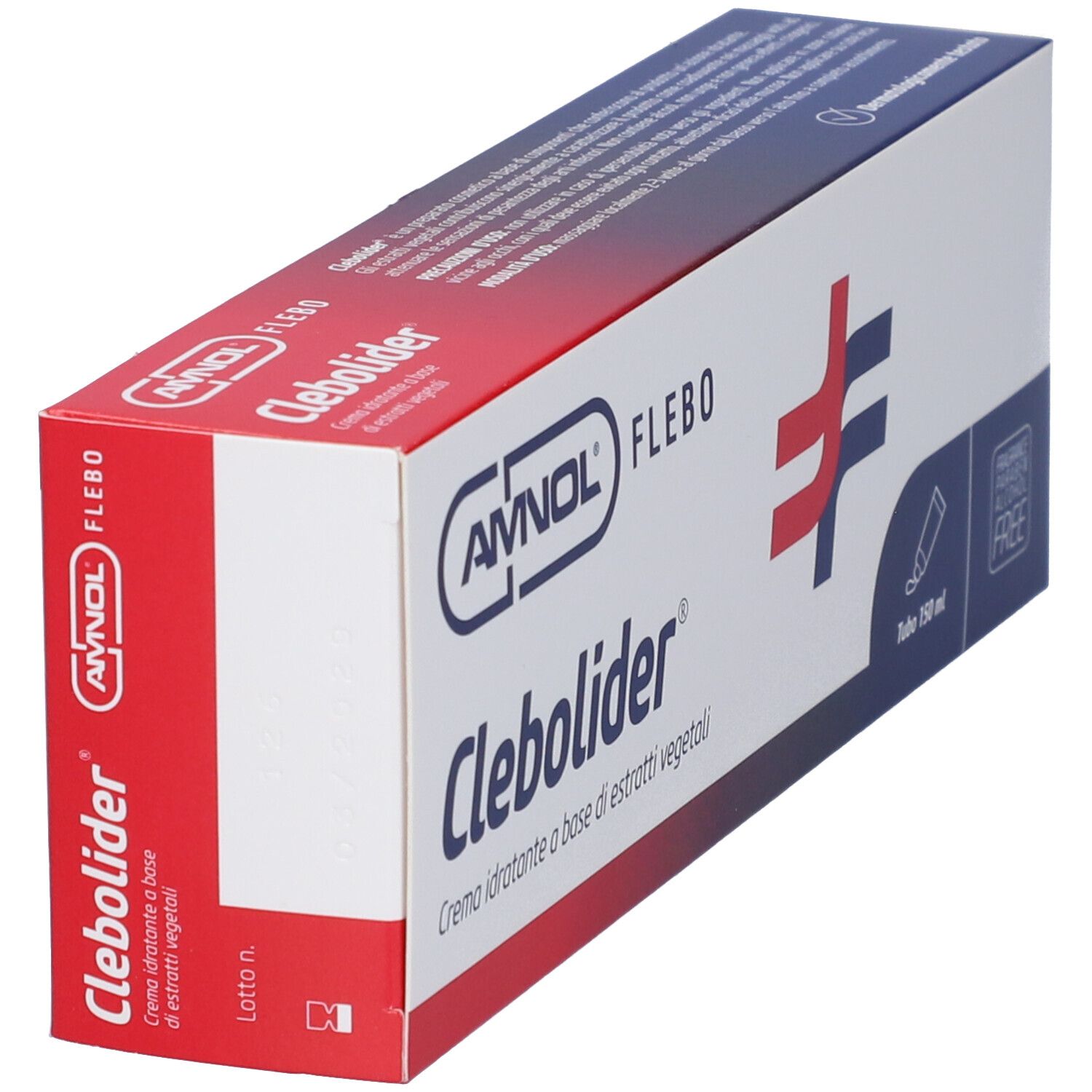Emballage de Crème Clebolider, vue latérale avec informations produit.