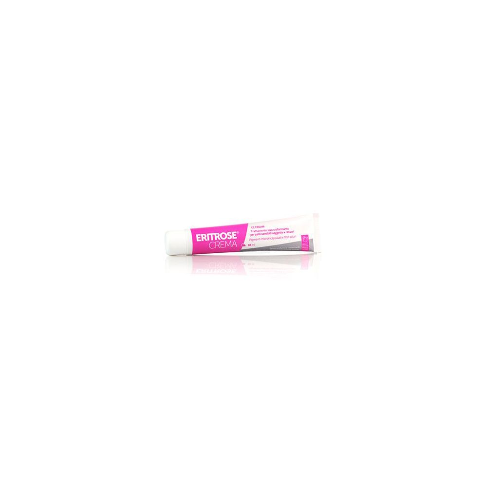 Un tube blanc avec une étiquette rose et blanche, présentant la crème CC ERITROSE®.