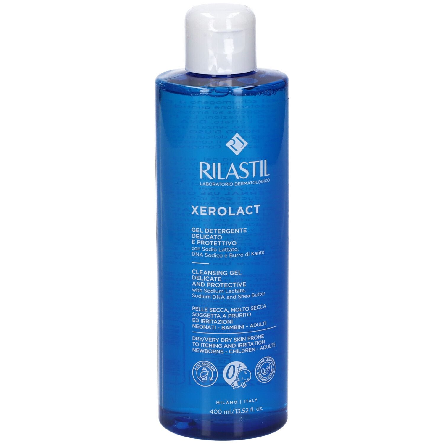 Bouteille de Gel Nettoyant Rilastil Xerolact, 400ml.
