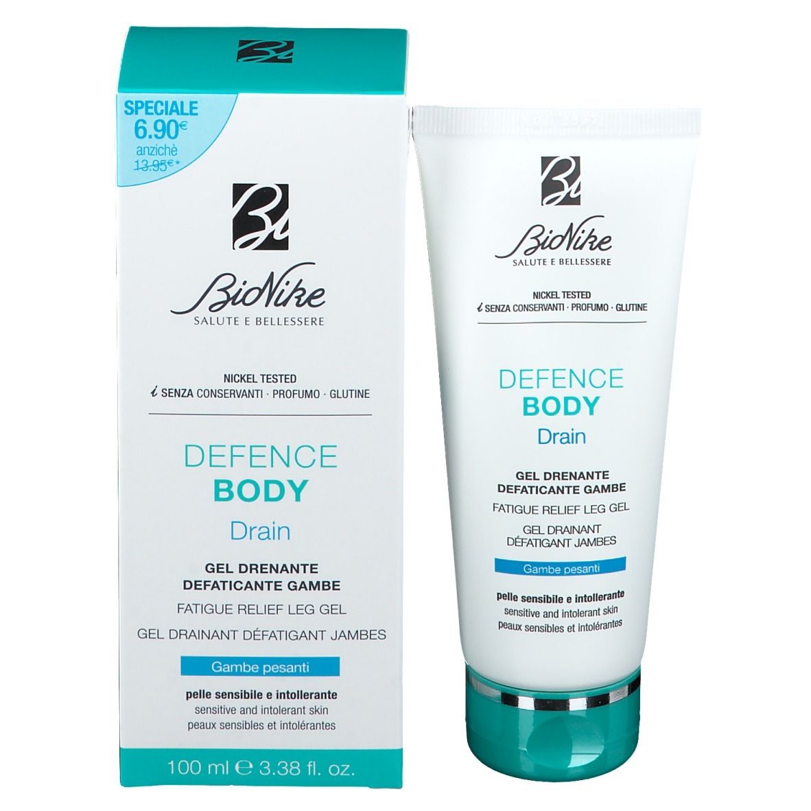 BioNike DEFENCE BODY Drain Gel drainant défatigant Jambes lourdes