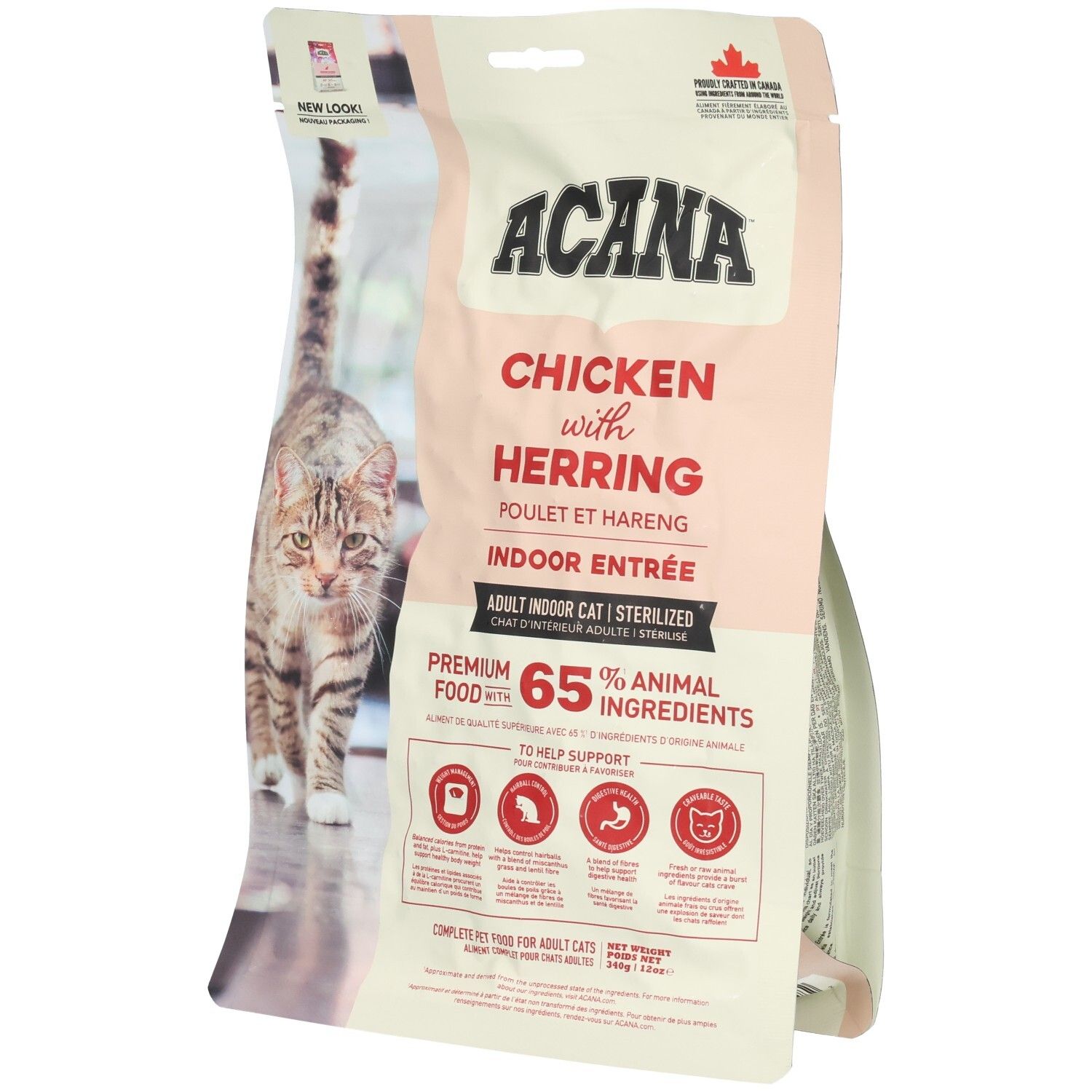 ACANA Indoor Entrée nourriture pour chat: Poulet et Hareng, 65% d'ingrédients animaux.