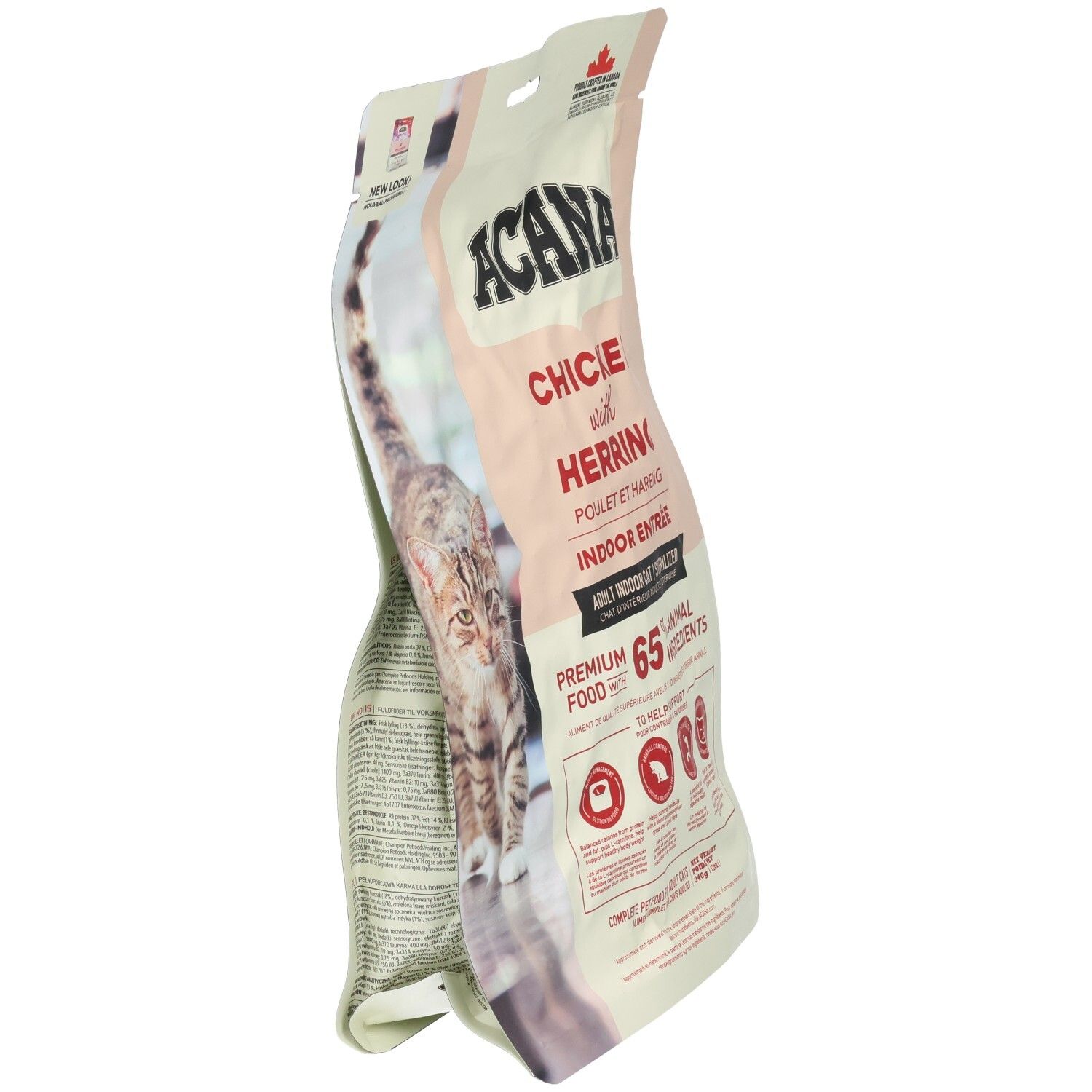 ACANA Indoor Entrée nourriture pour chat: Poulet et Hareng, 65% d'ingrédients animaux.