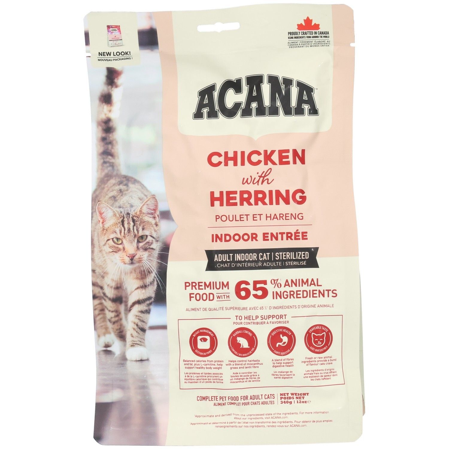 ACANA Indoor Entrée nourriture pour chat: Poulet et Hareng, 65% d'ingrédients animaux.