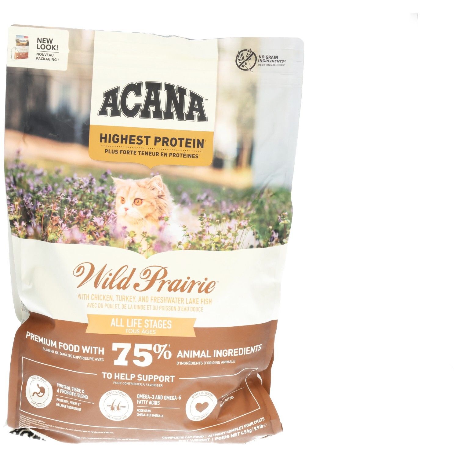ACANA Wild Prairie nourriture pour chat : Teneur la plus élevée en protéines, toutes étapes de vie, avec poulet, dinde et poisson d'eau douce.