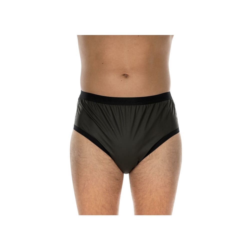 Culotte grise foncée, bordures noires. Vue de face.