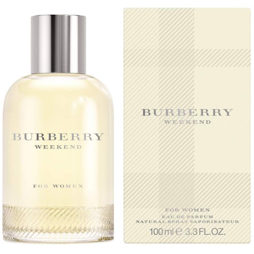 Flacon de parfum Burberry Weekend pour femmes avec emballage.