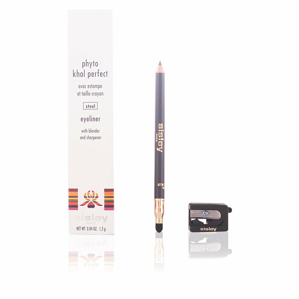 Crayon eyeliner Sisley Phyto-Khol Perfect, emballage et taille-crayon. Texte: 'eyeliner with blender and sharpener'.