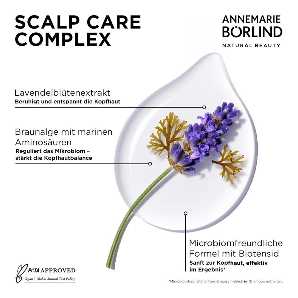 Complexe Soin du Cuir Chevelu ANNEMARIE BÖRLIND avec extrait de fleur de lavande et algues brunes.