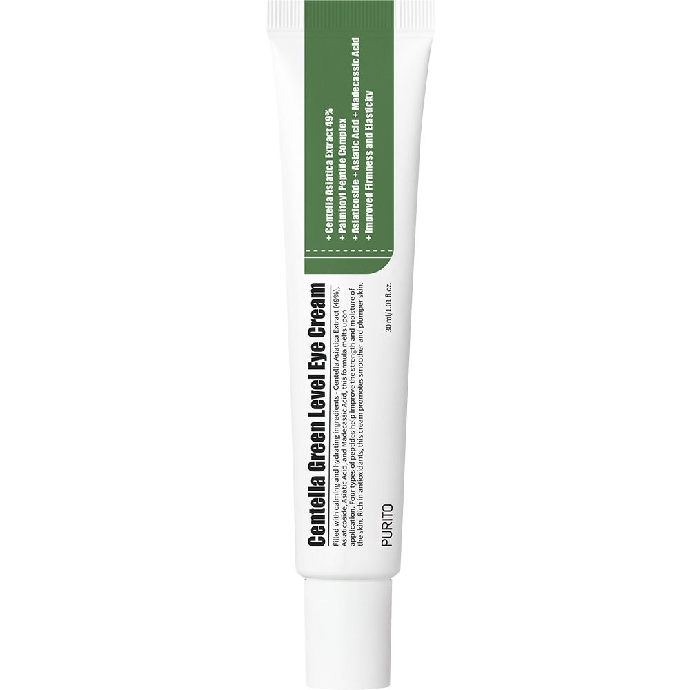 Un tube de crème contour des yeux avec des informations détaillées sur le produit sur l'étiquette.