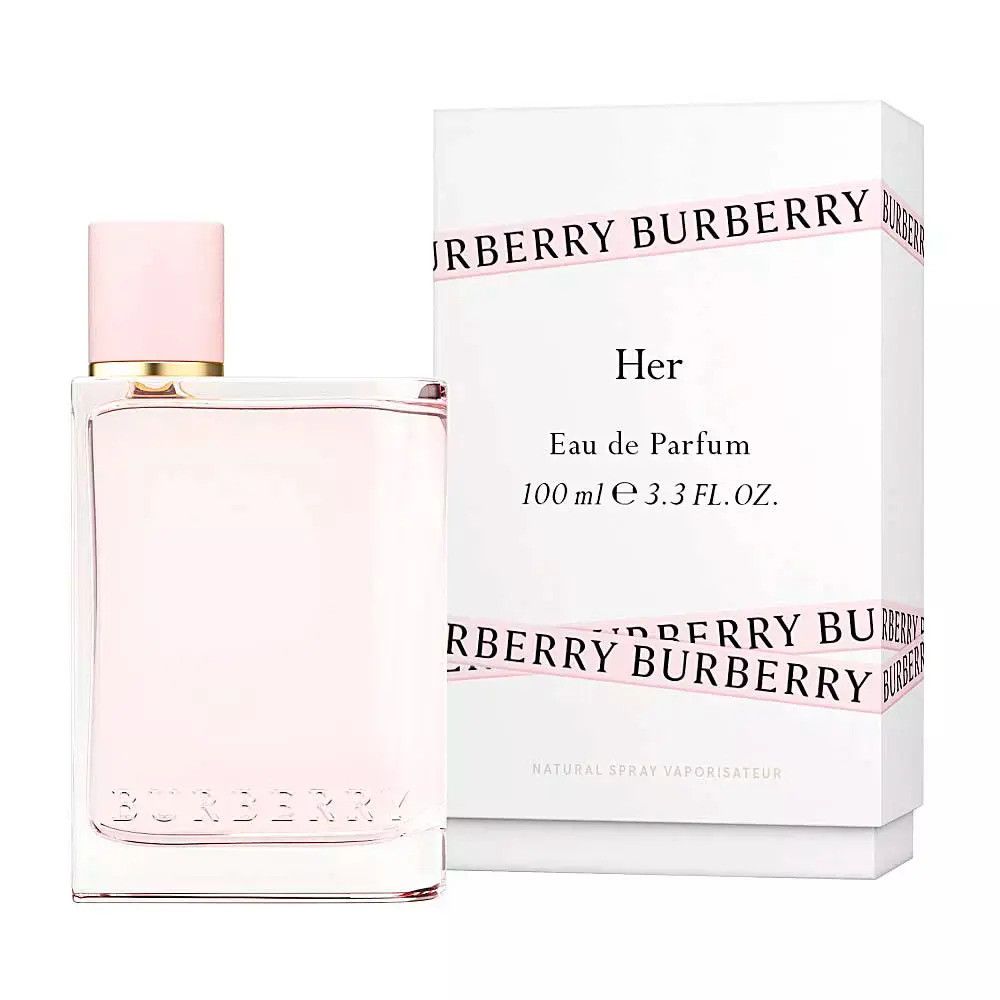 Flacon et emballage Burberry Her Eau de Parfum, 100 ml.