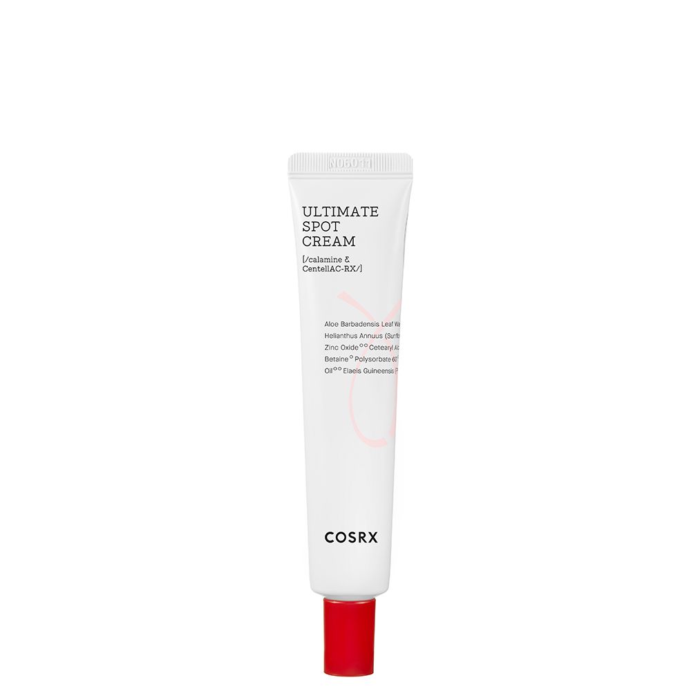 Tube de COSRX AC Collection Ultimate Spot Cream avec bouchon rouge.